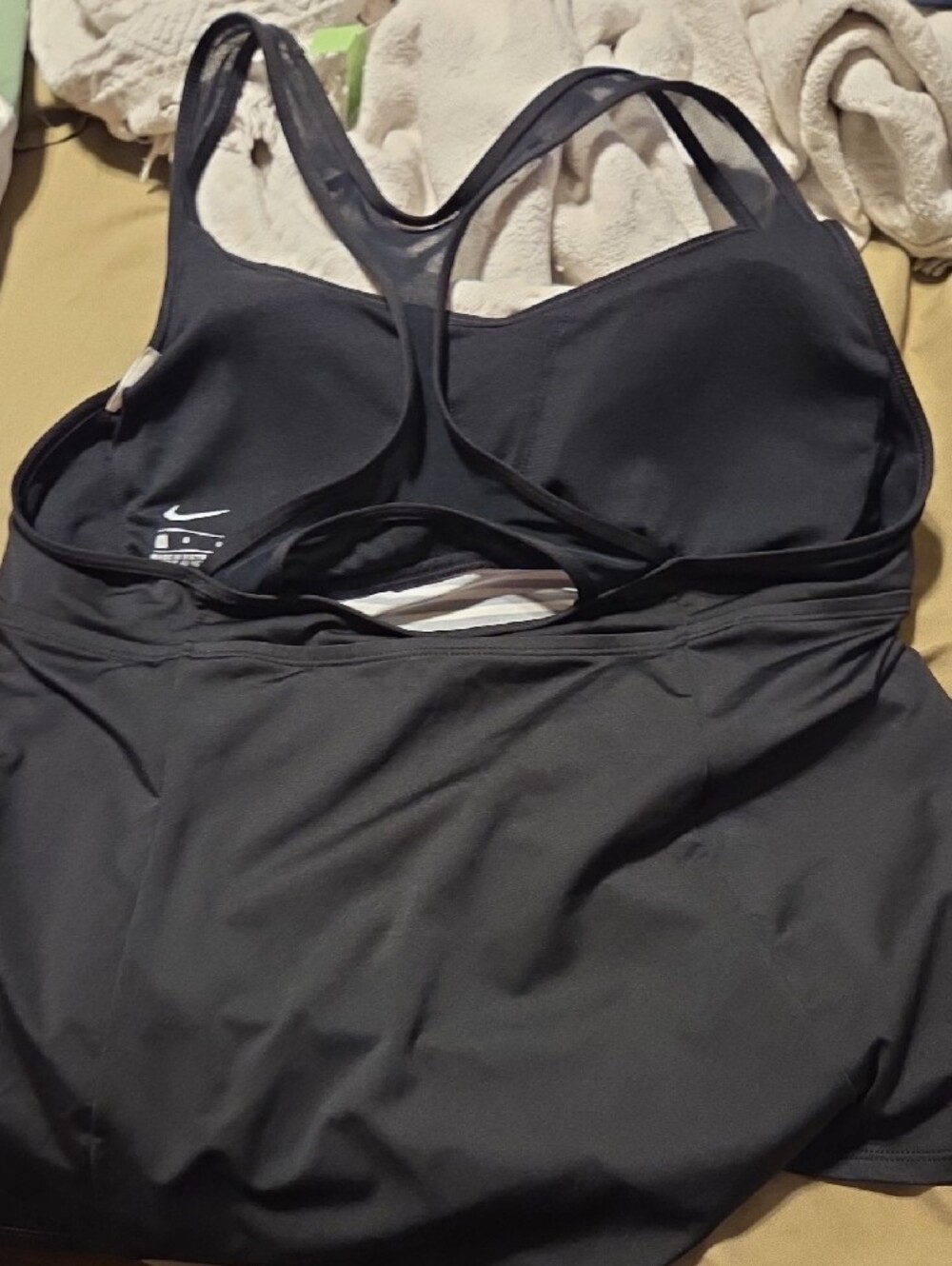 Nike Black and White Striped Racerback Tank with Built-In Support - Picture 3 of 3